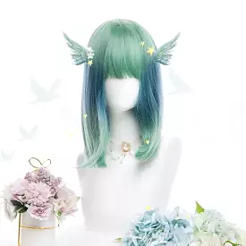 INS HARAJUKU GREEN BLUE SHORT STRAIGHT WIG BY90017