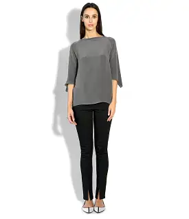 JANIS TOP SILK GRAPHITE