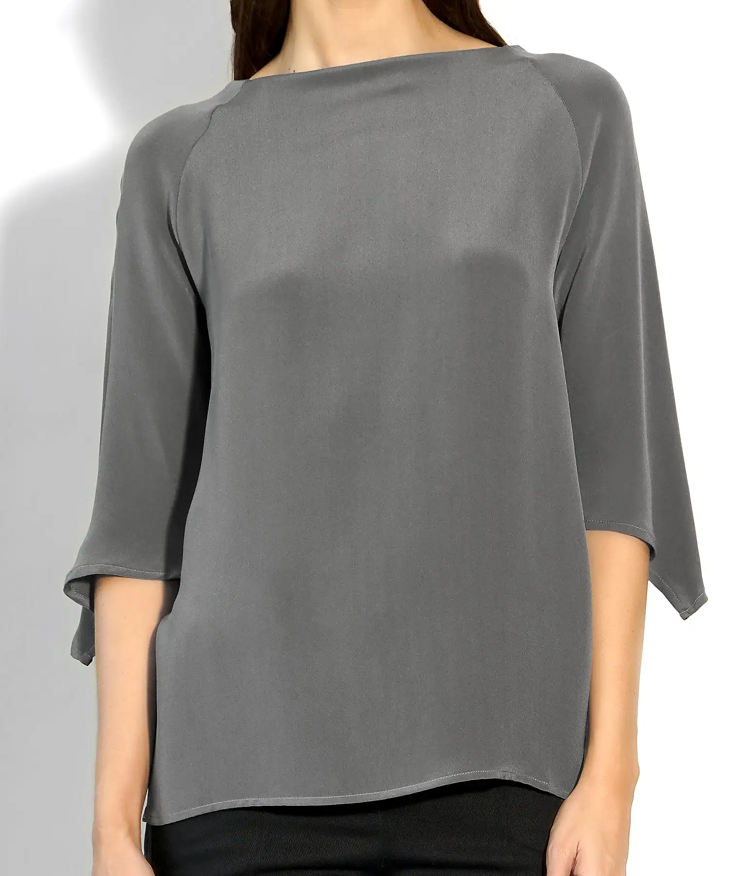 JANIS TOP SILK GRAPHITE