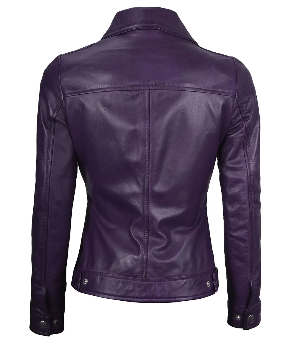 Jose Women's Harrington Leather Jacket Purple