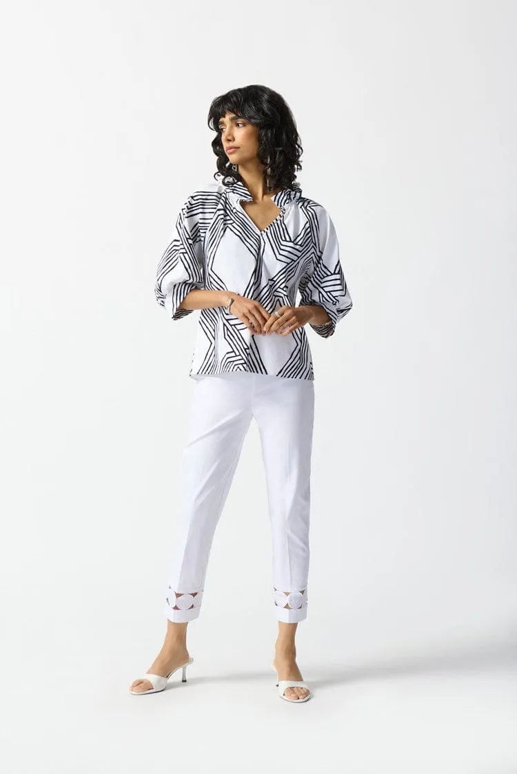 Joseph Ribkoff Stretch Poplin Geometric Print Top - 242126