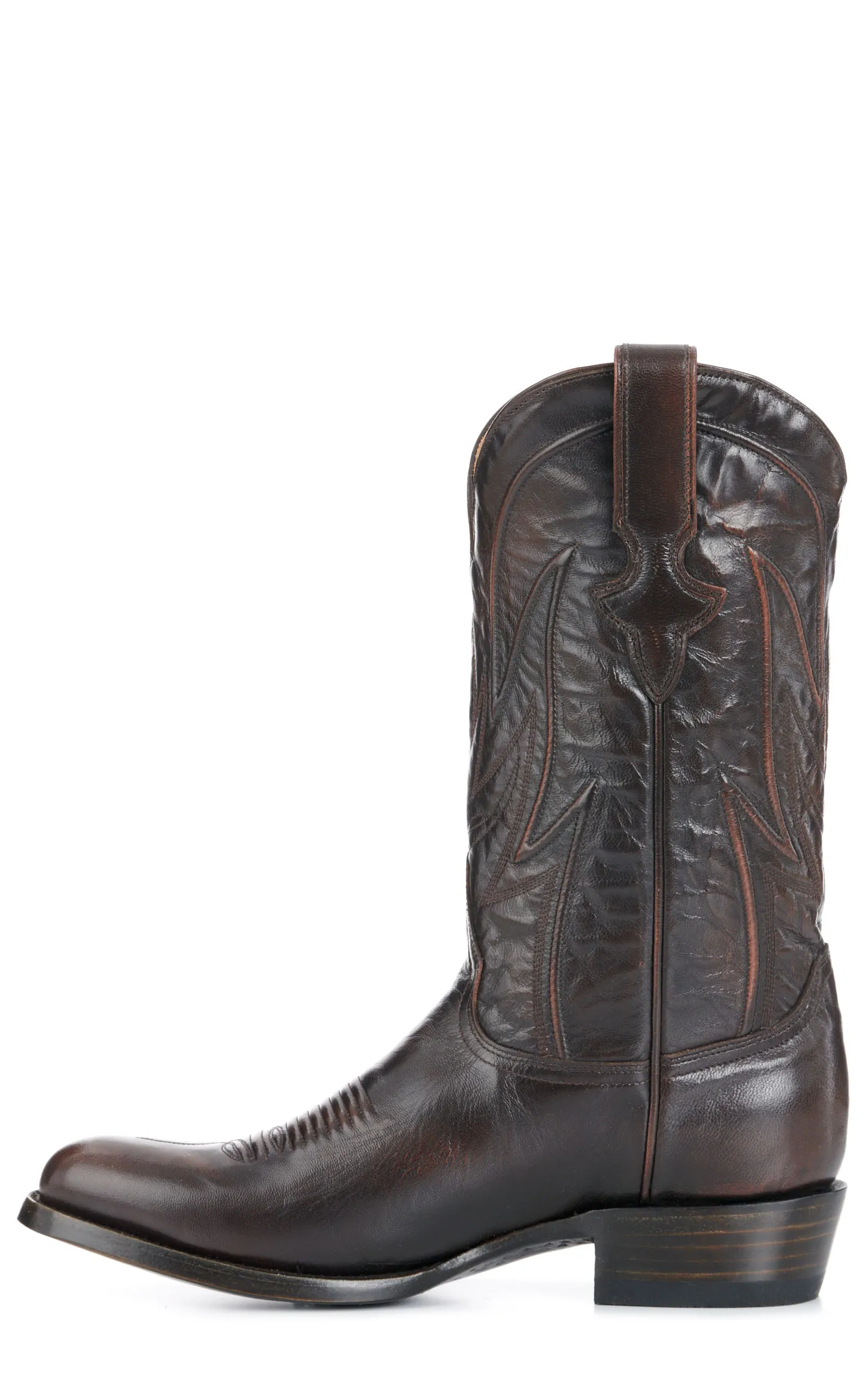 JRC & Sons Men's Creed Brush Off Goat Round Toe Cowboy Boot in Chocolate