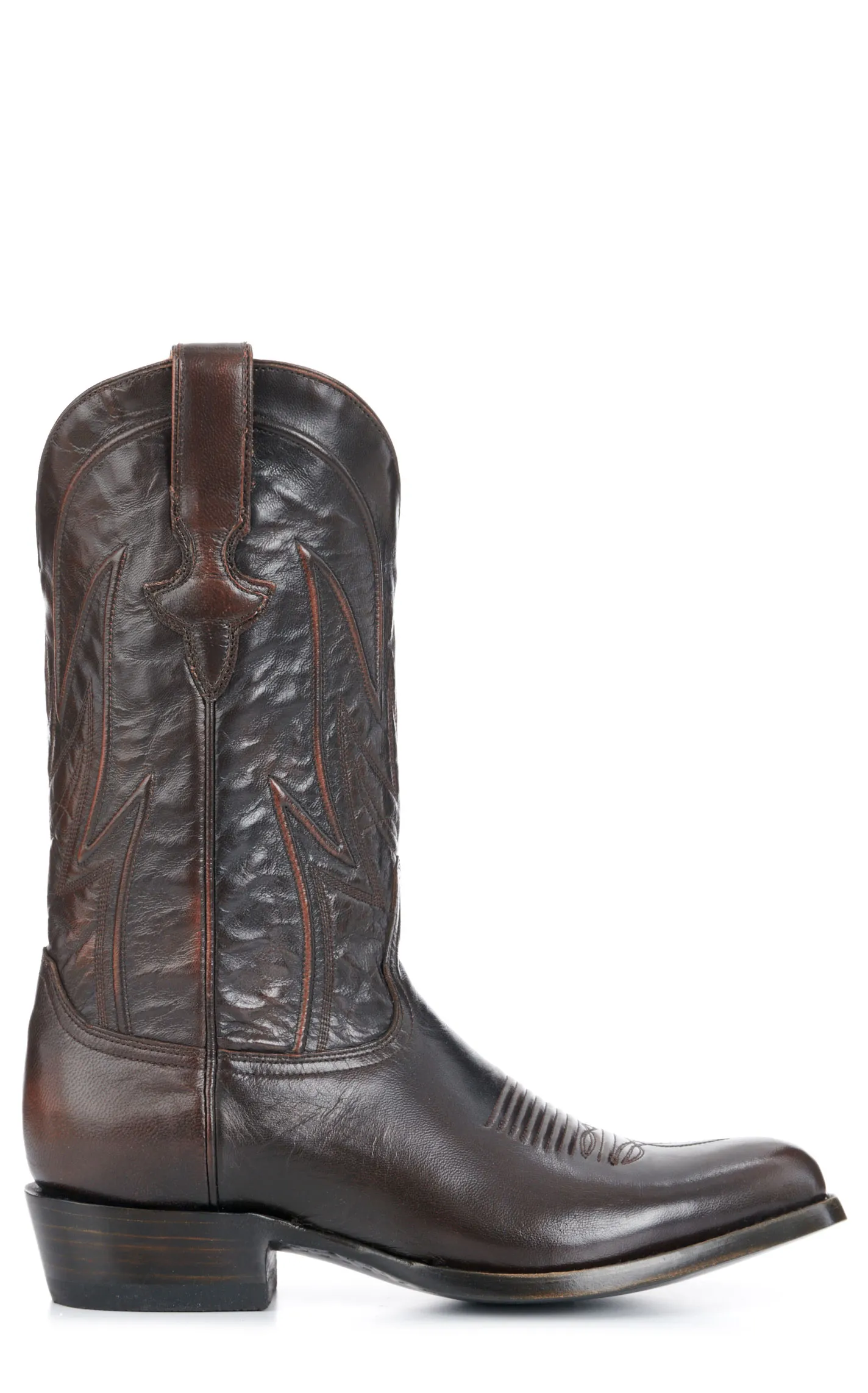 JRC & Sons Men's Creed Brush Off Goat Round Toe Cowboy Boot in Chocolate