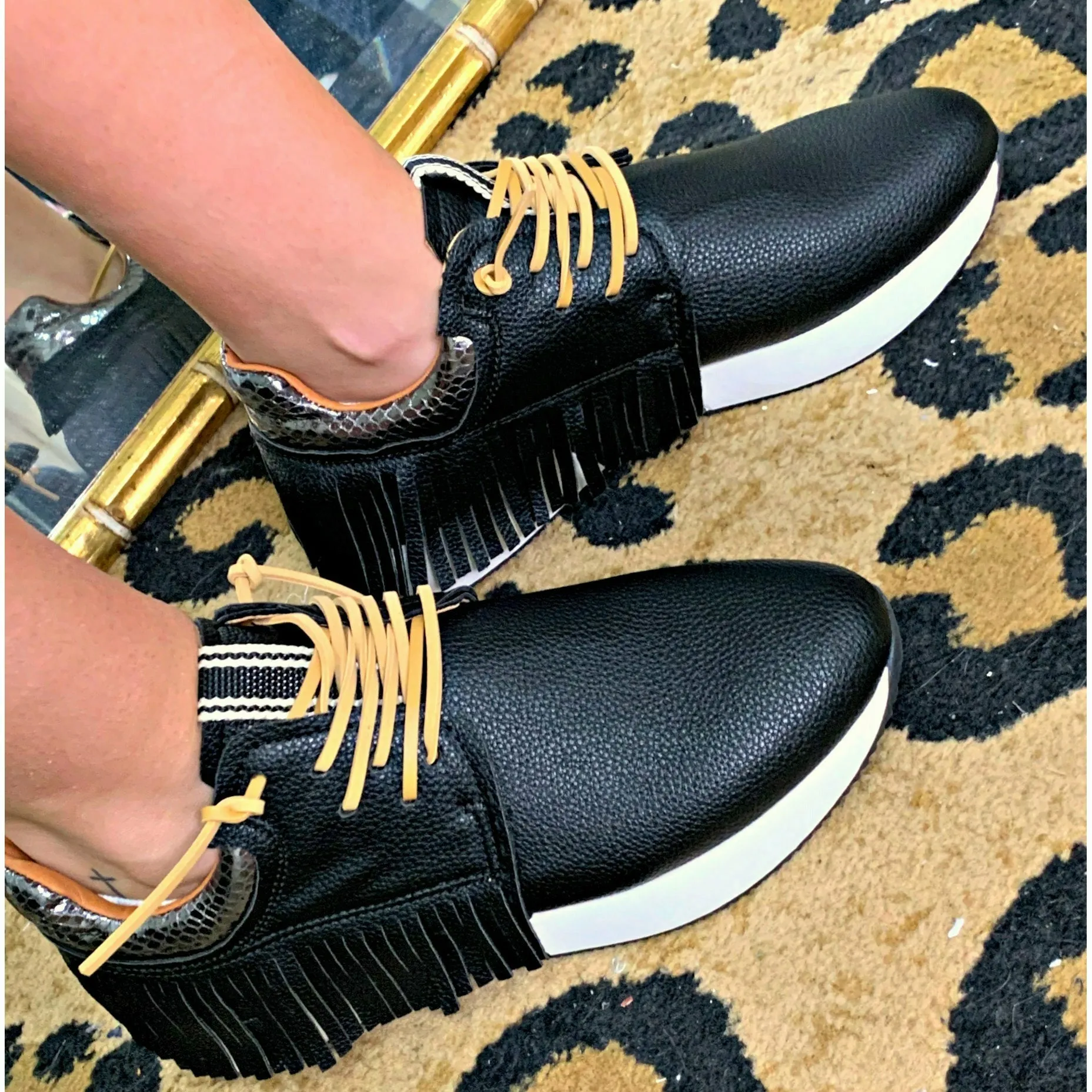 Kacie Fringe Leather Sneaker