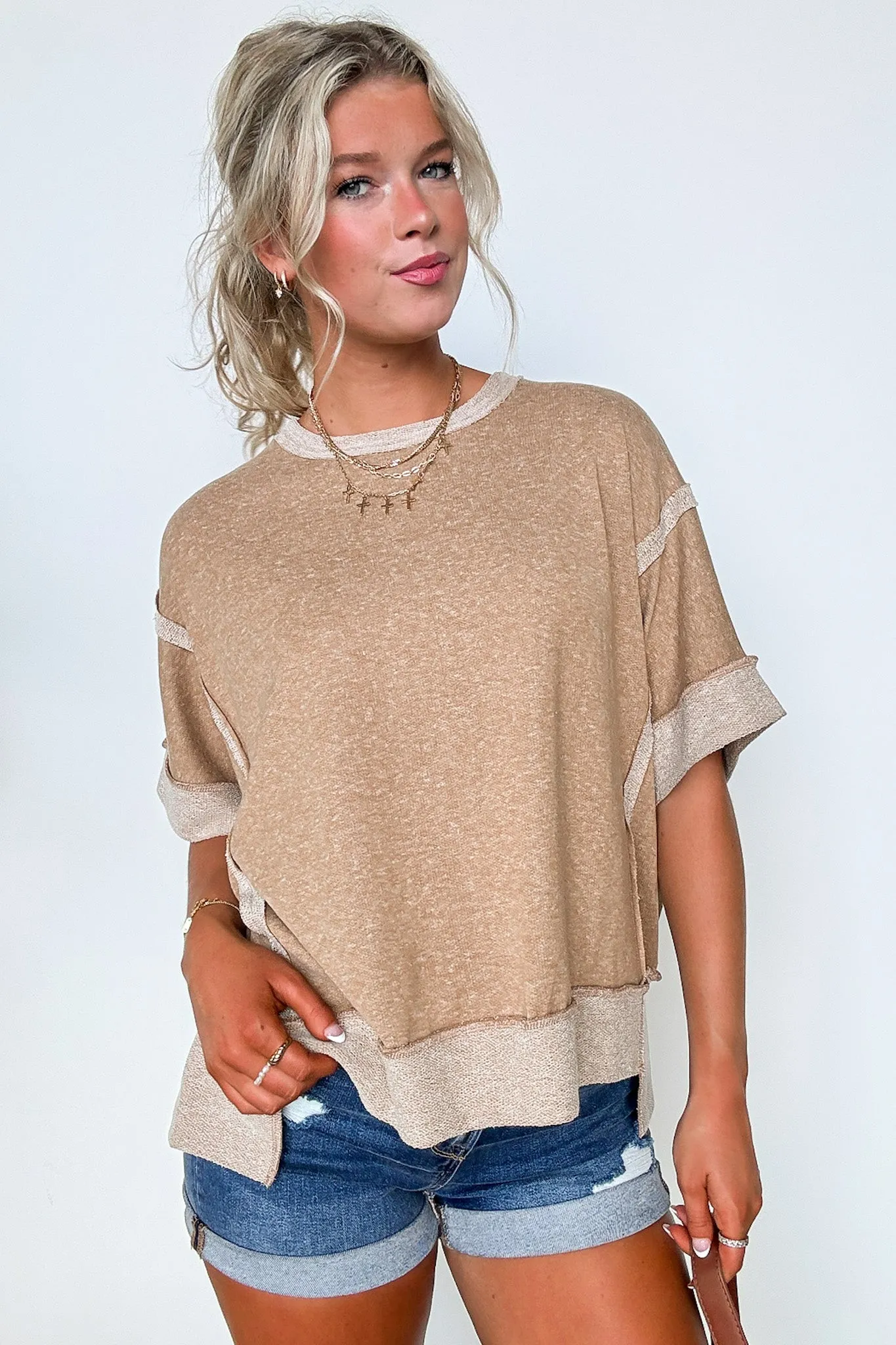 Klaire Contrast Trim Relaxed Drop Shoulder Top - BACK IN STOCK