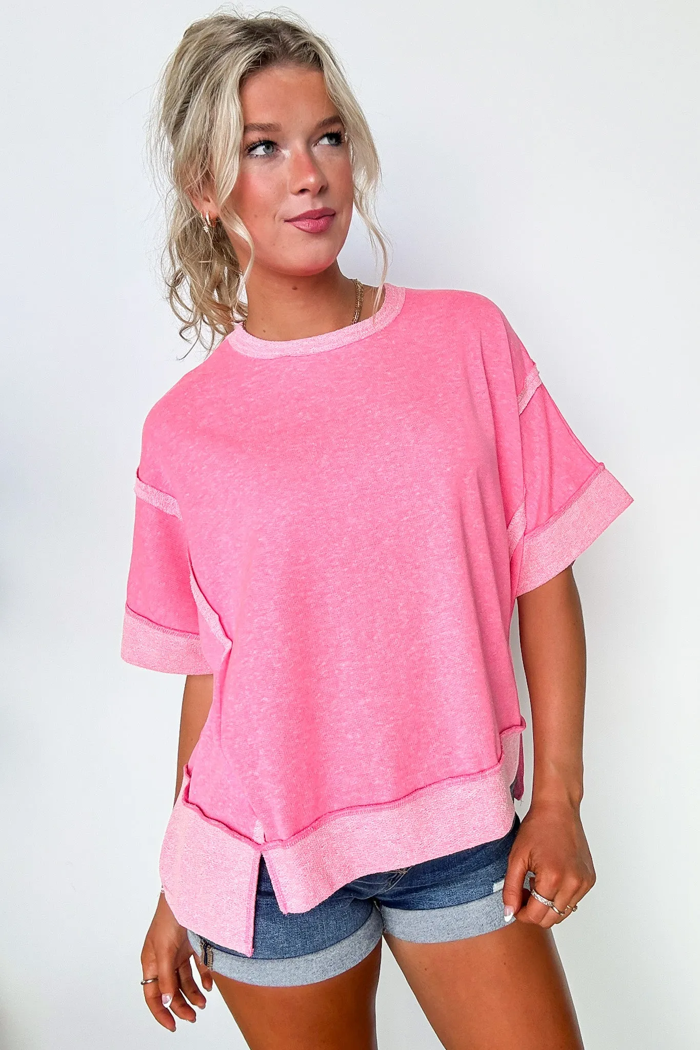 Klaire Contrast Trim Relaxed Drop Shoulder Top - BACK IN STOCK