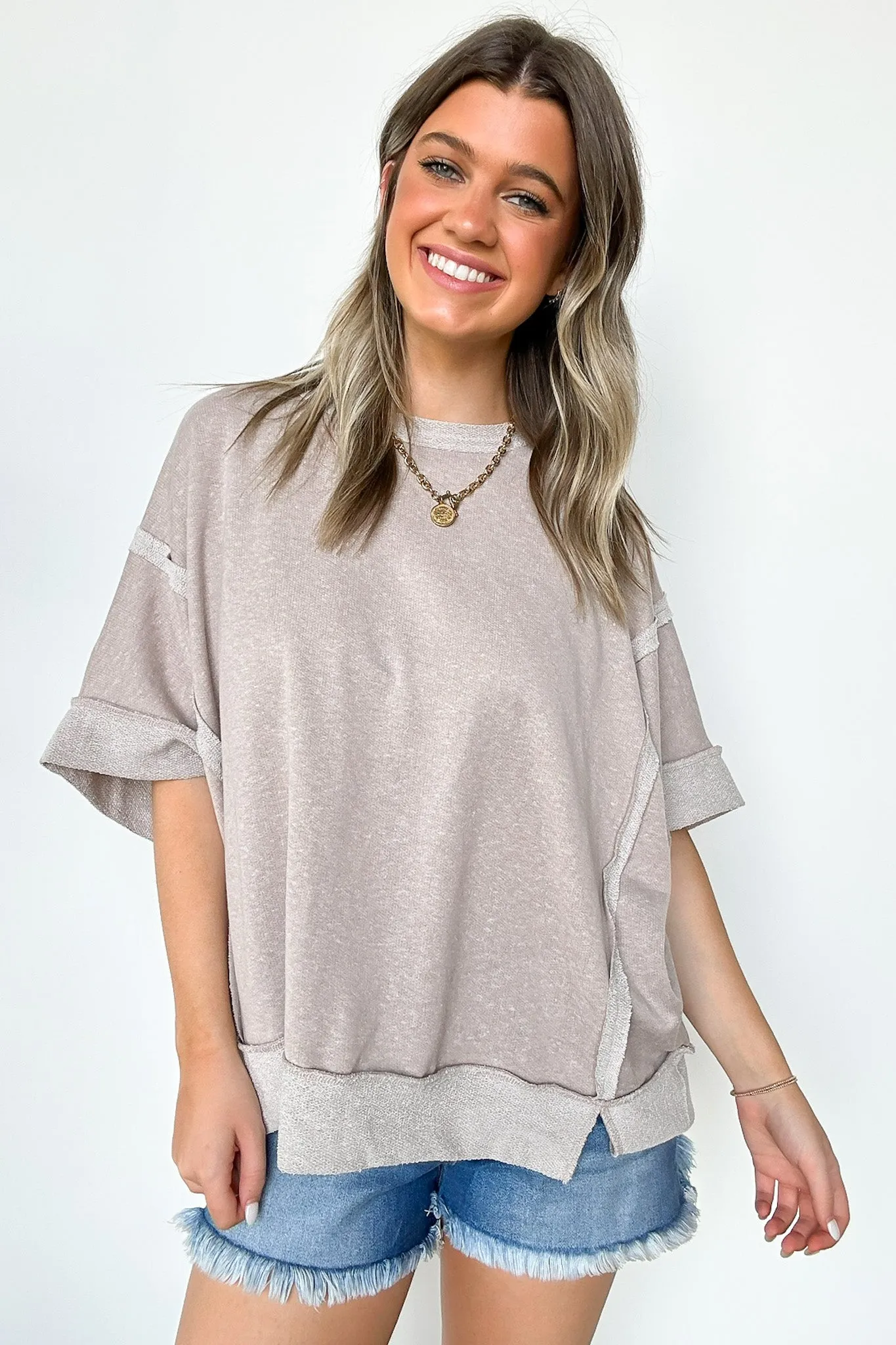 Klaire Contrast Trim Relaxed Drop Shoulder Top - BACK IN STOCK