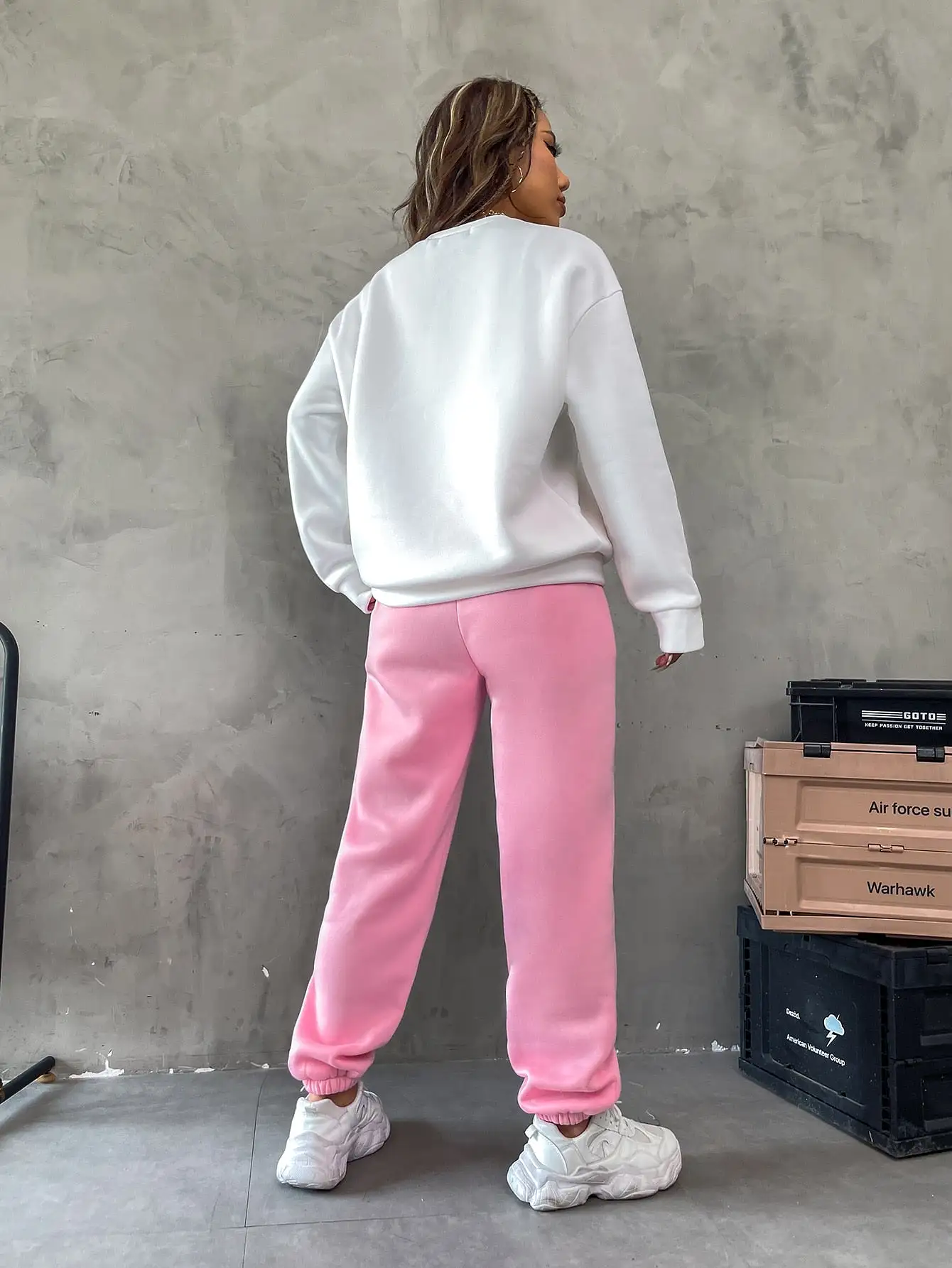 Letter Graphic Drop Shoulder Sweatshirt Sweatpants