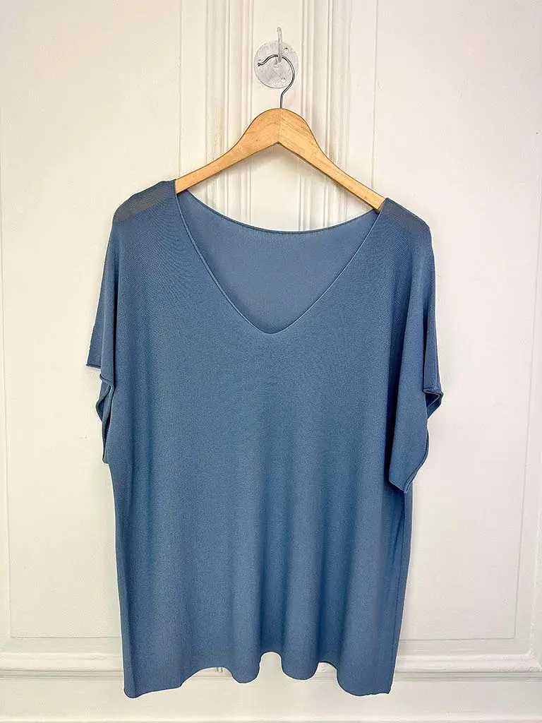 Lightweight Knitted T-Shirt - Sky