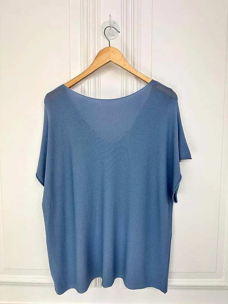 Lightweight Knitted T-Shirt - Sky