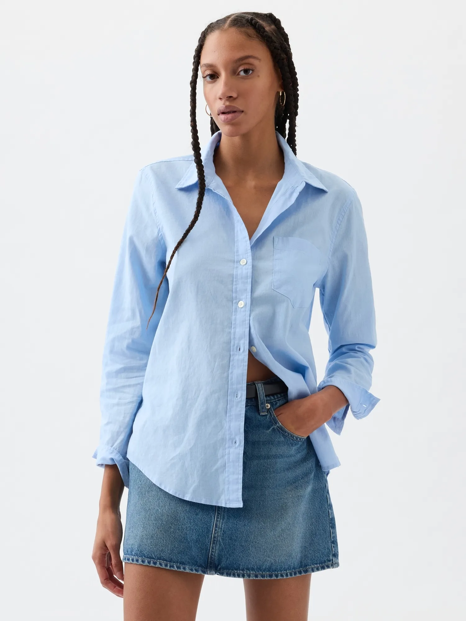 Linen-Blend Easy Shirt