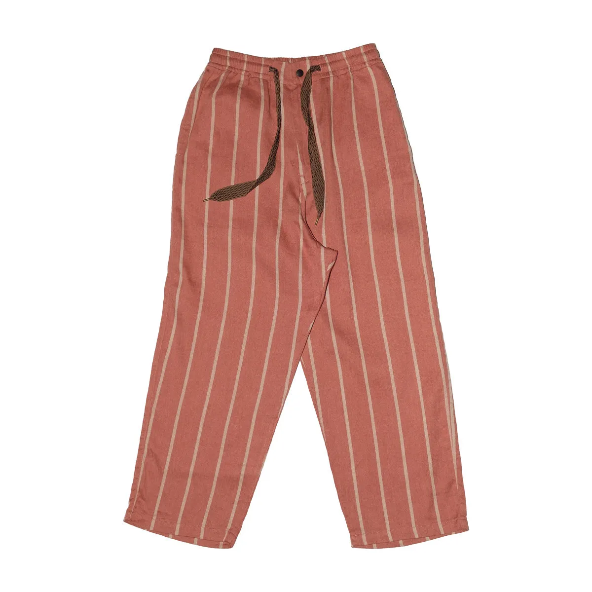 Linen Phillies Stripes Easy Pants in Brick