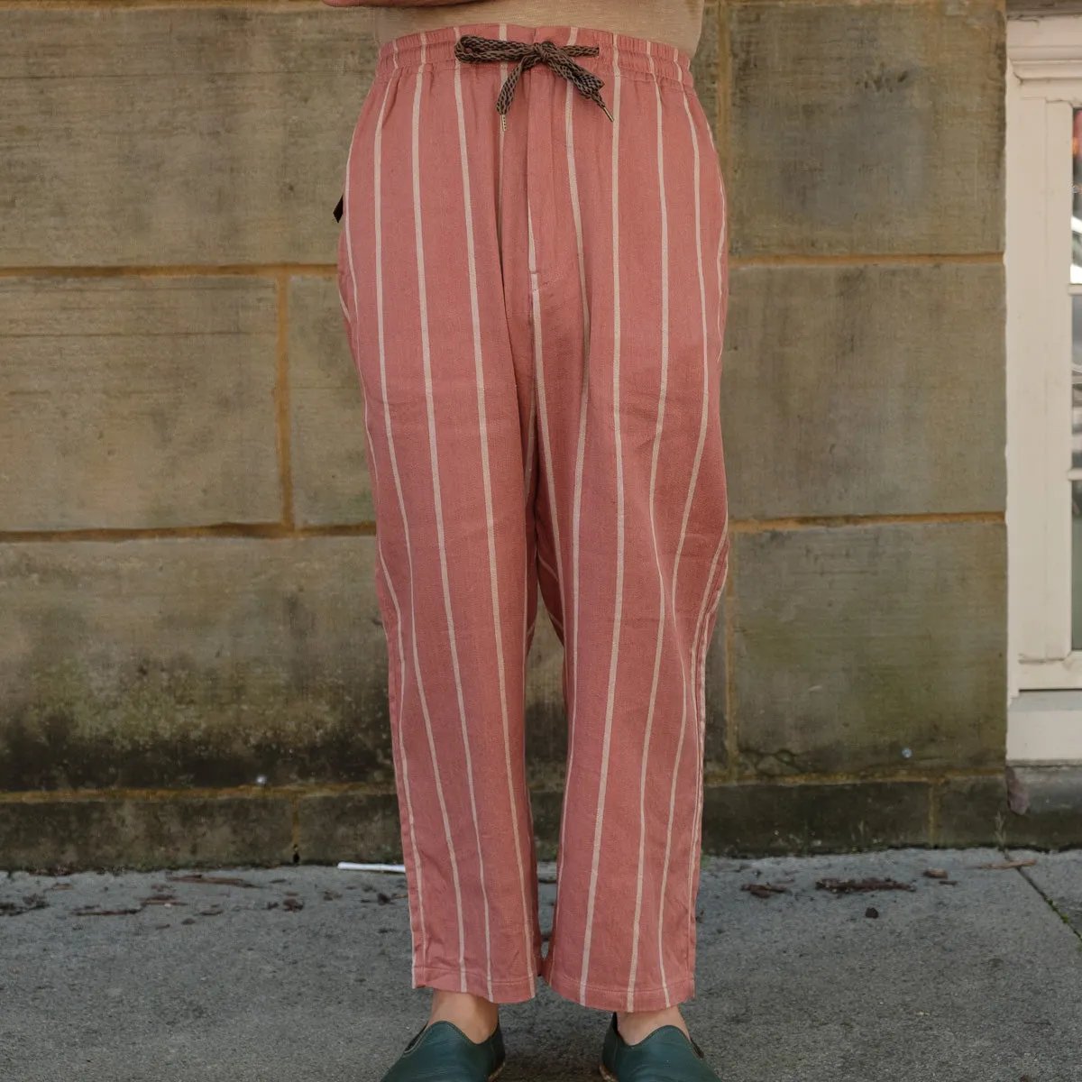 Linen Phillies Stripes Easy Pants in Brick