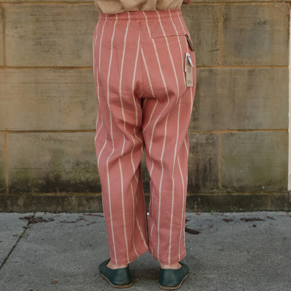 Linen Phillies Stripes Easy Pants in Brick