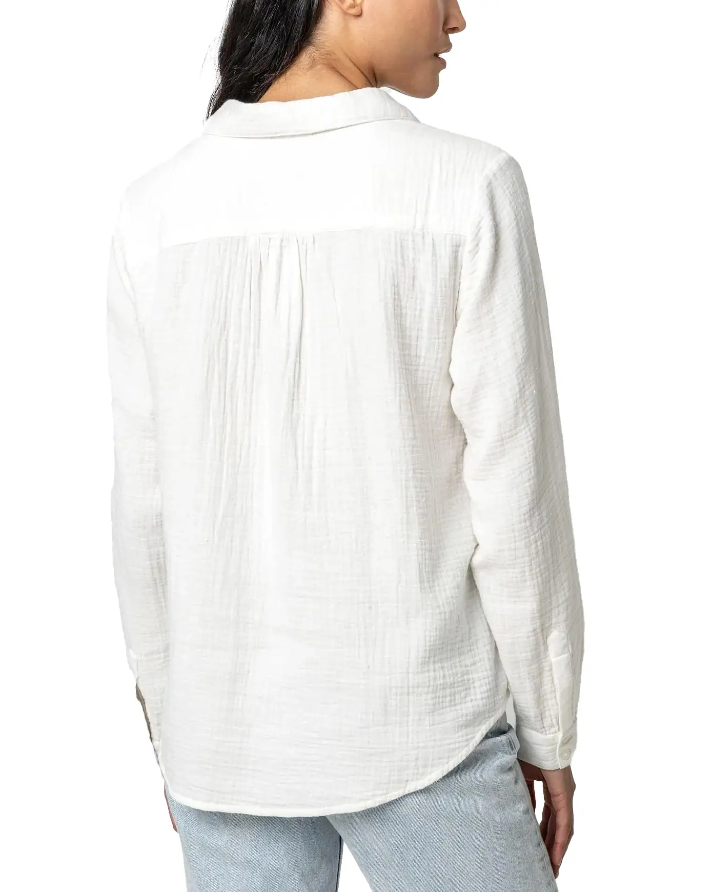 Long Sleeve Gauze Button Down (White)