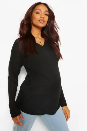 Maternity Nursing Wrap Front Knitted Sweater