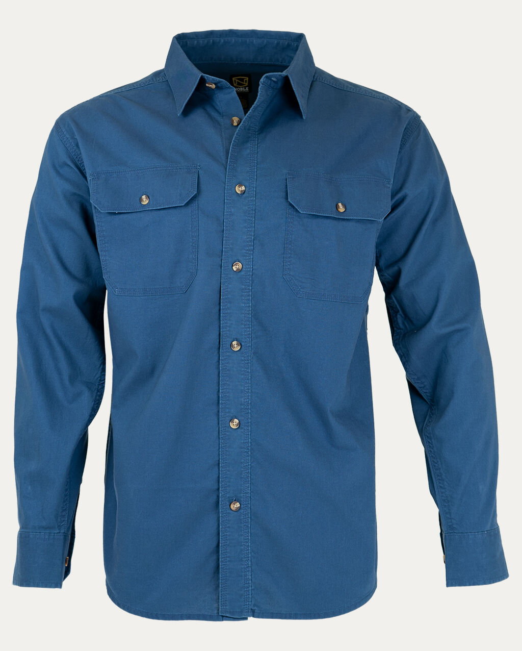 Men's Long Sleeve Weathered Work Shirt in Steel Blue