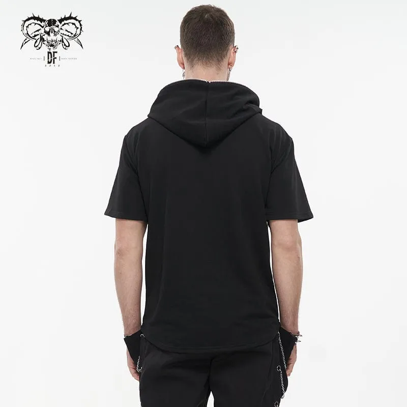 Men's Punk Strappy Star Zipper Shirt with Hood