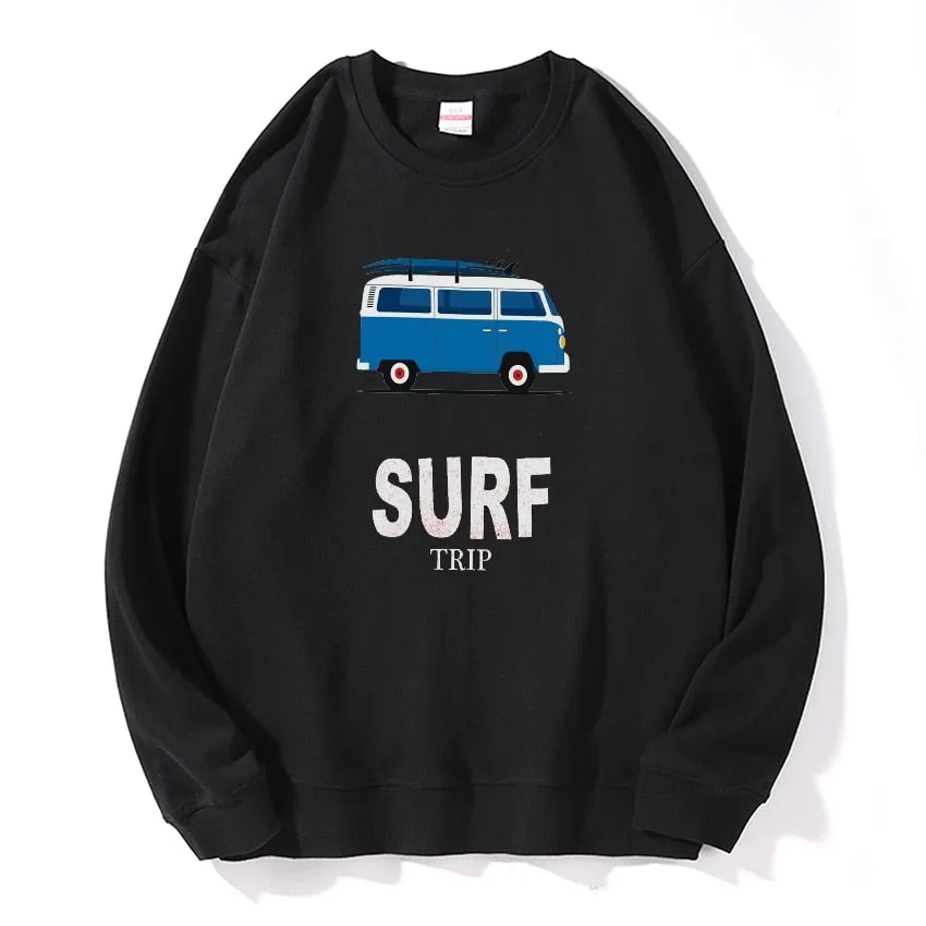 Men's Summer Cotton Loose Surf Trip Printed Drop Shoulder Sweatshirts