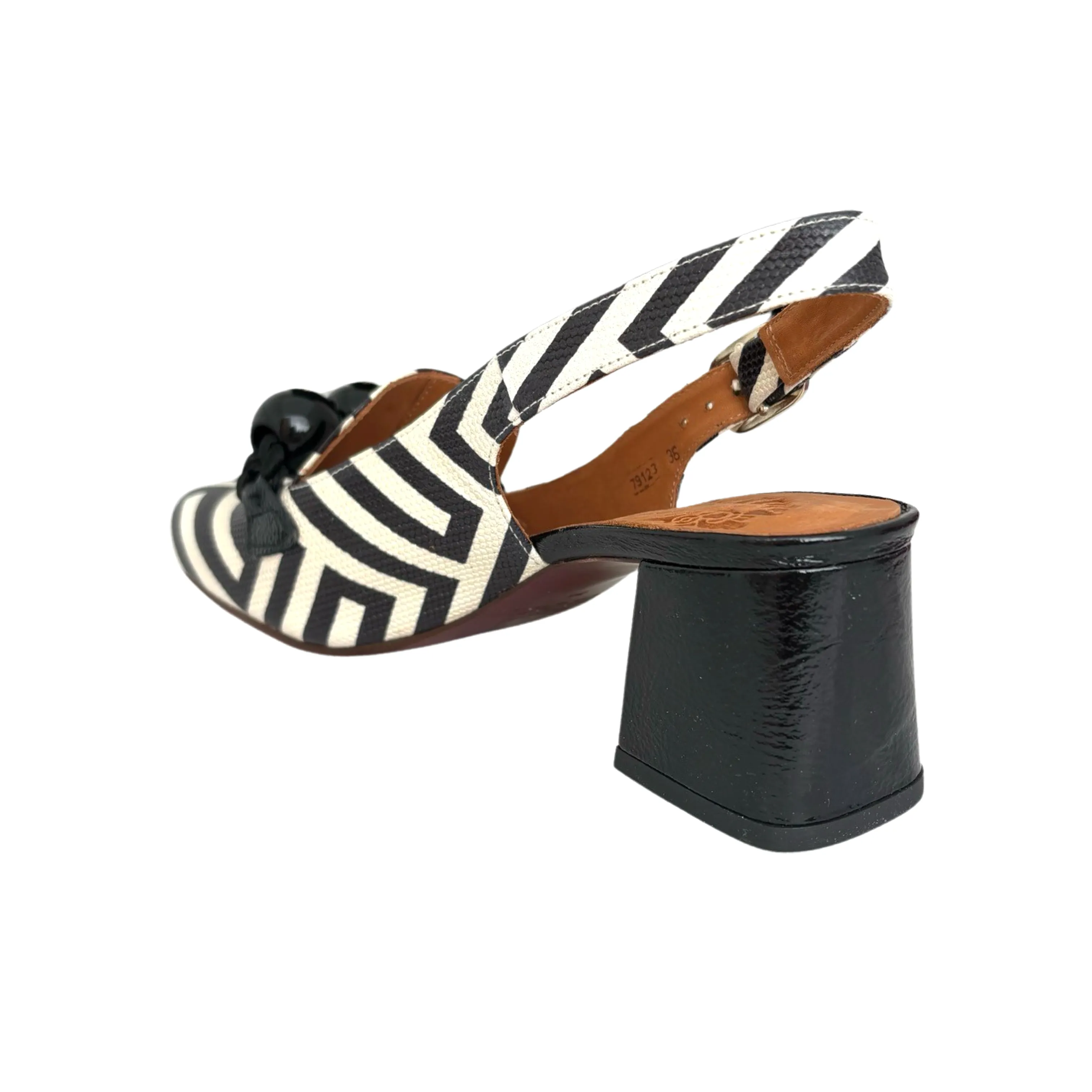 Moby Black/White Geometric Print Heel