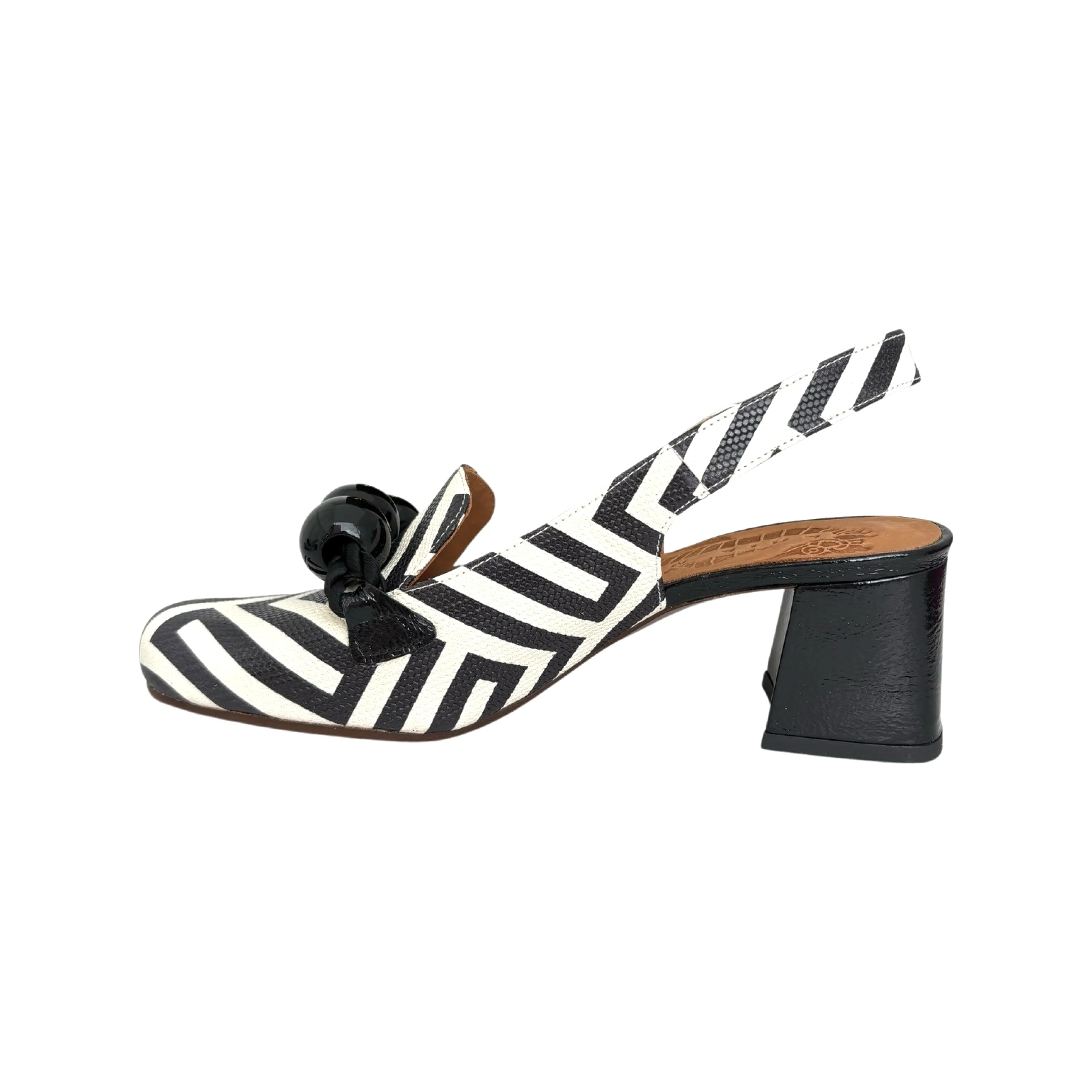 Moby Black/White Geometric Print Heel