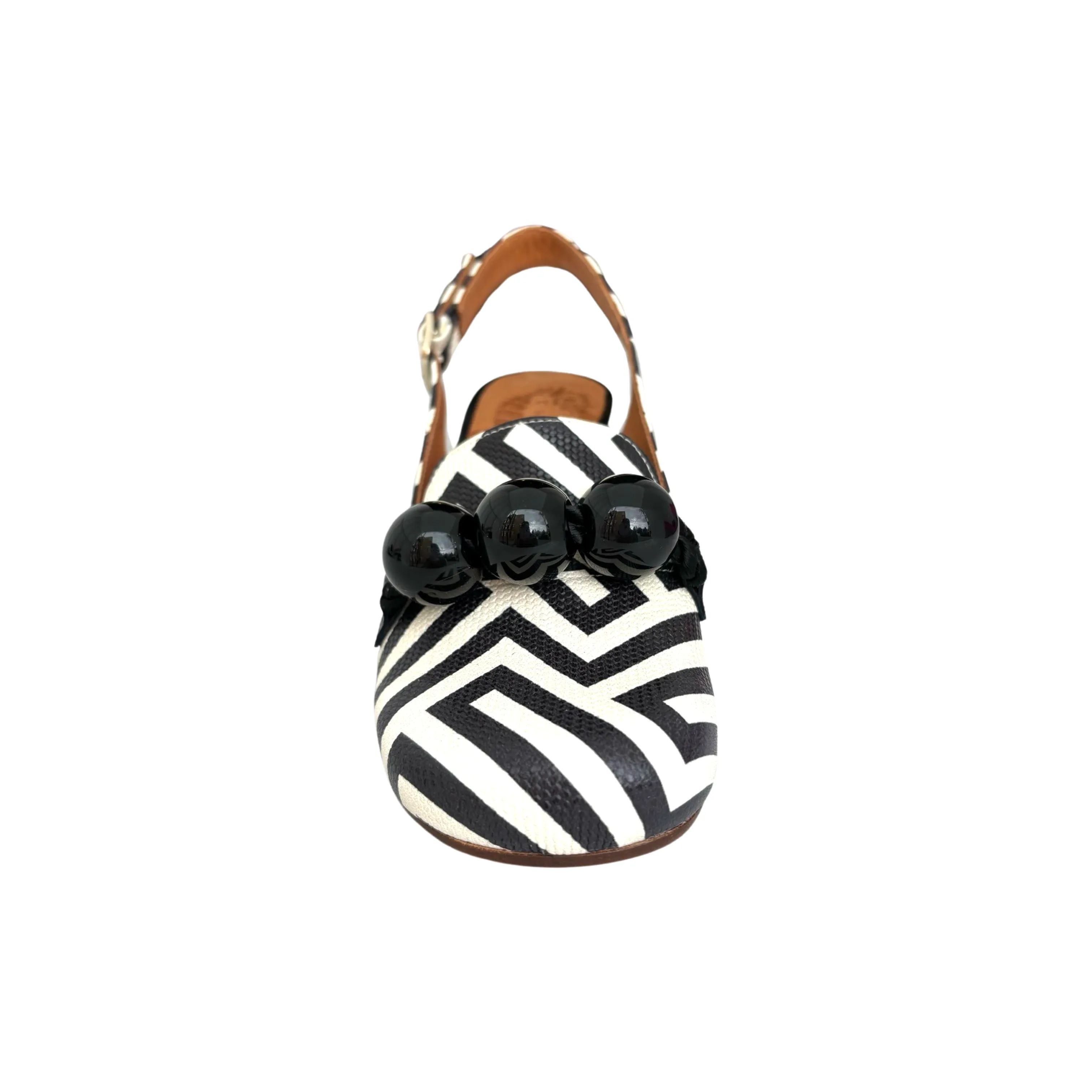 Moby Black/White Geometric Print Heel