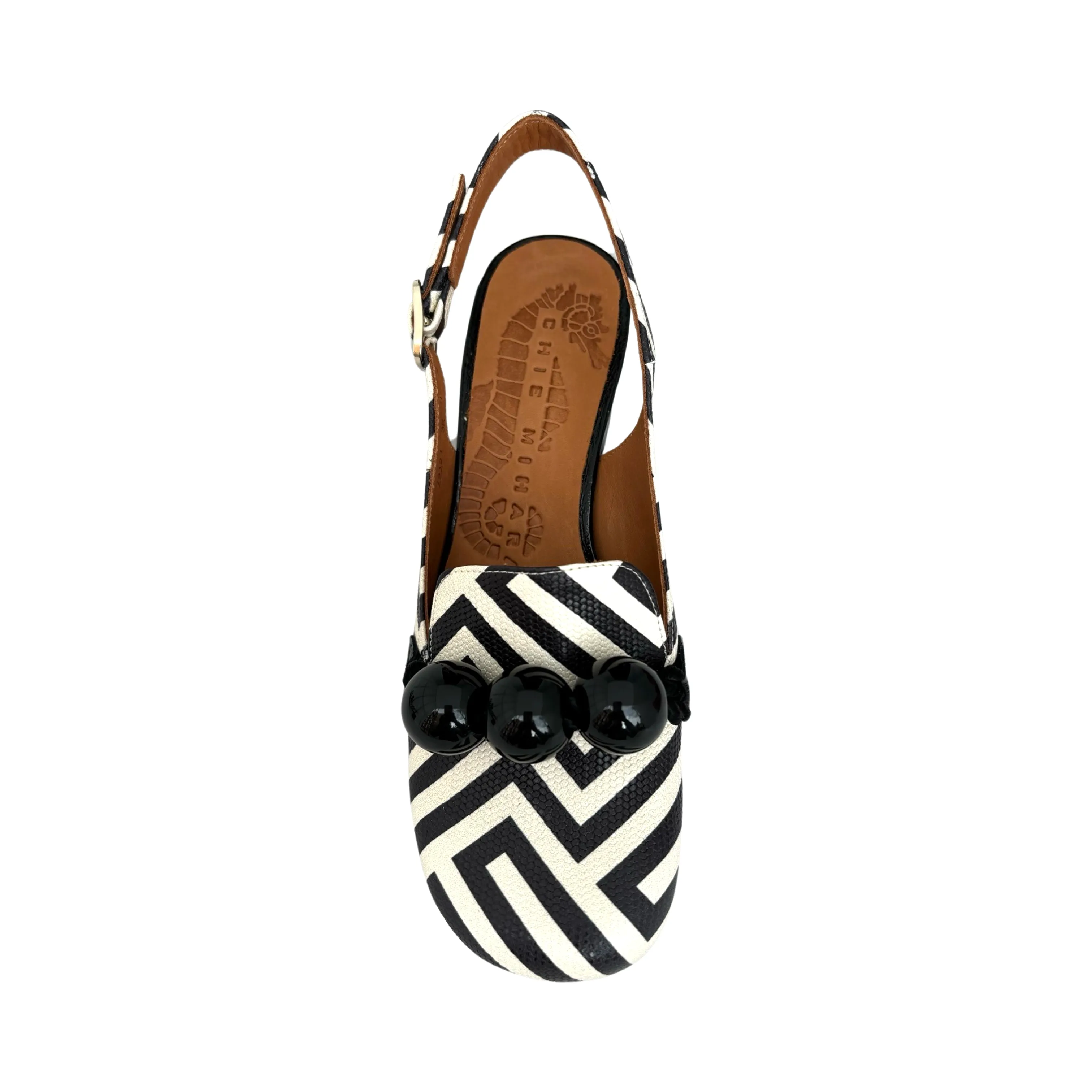 Moby Black/White Geometric Print Heel