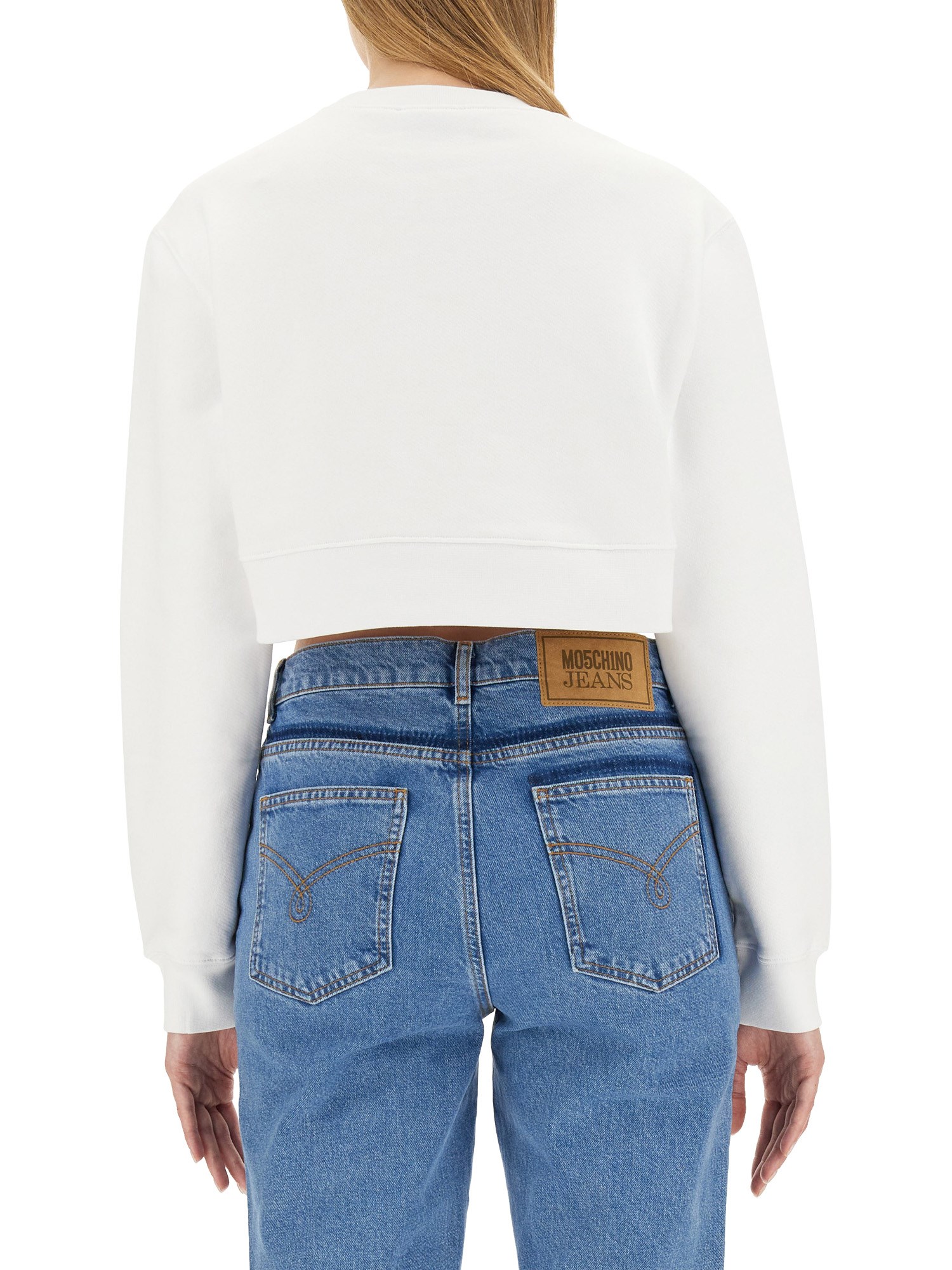 MOSCHINO JEANS    COTTON SWEATSHIRT WITH LOGO PRINT