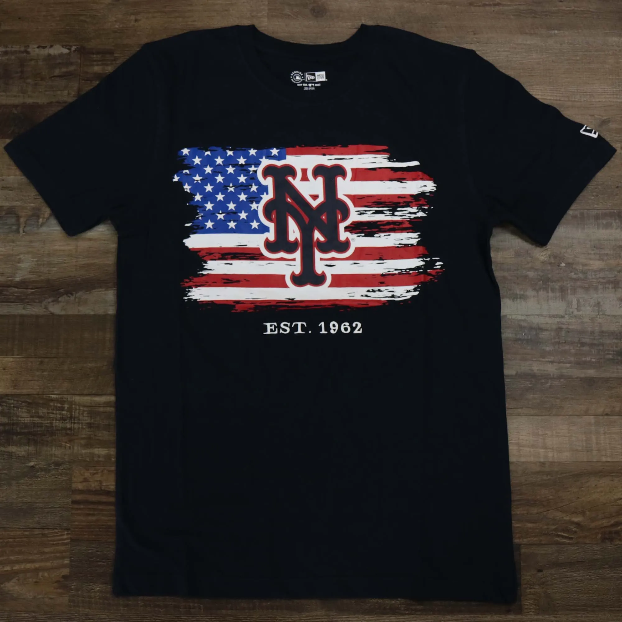 New York Mets 2022 4th of July Stars and Stripes T-Shirt | New Era Navy