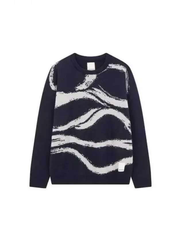 Overseas Station Season Big Chance 8 18 Women s Jacquard Wool Drop Shoulder Knit Navy 270129