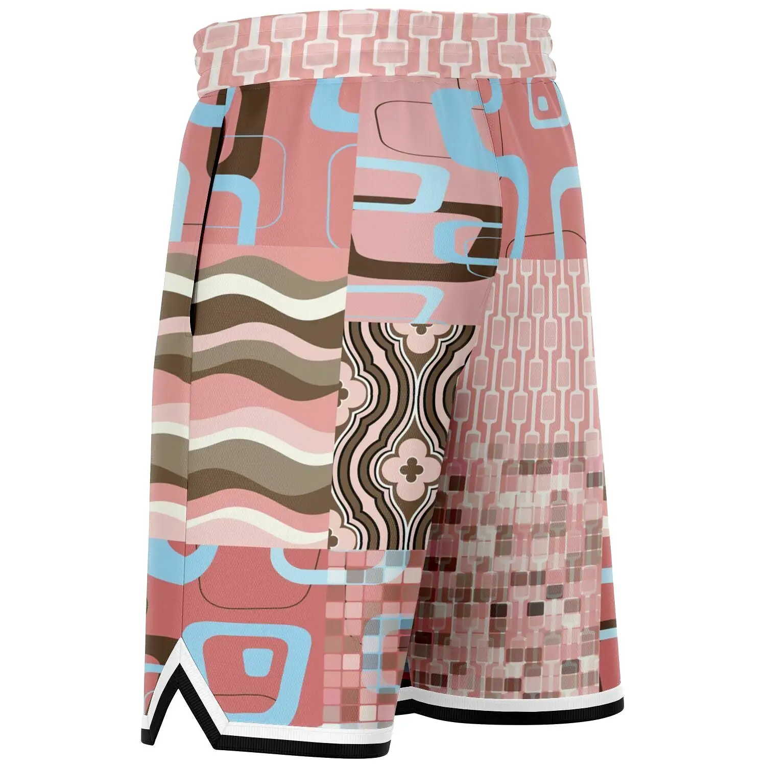 Pink Geo Patchwork Basketball Shorts