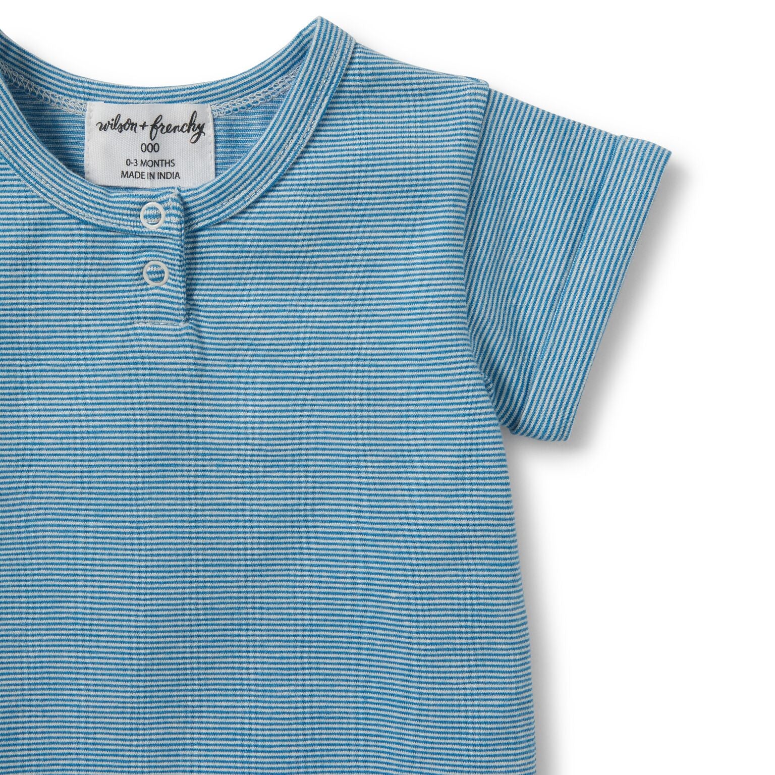 Placket Tee Mediterranean Blue Stripe