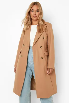 Plus Double Breasted Wool Look Coat