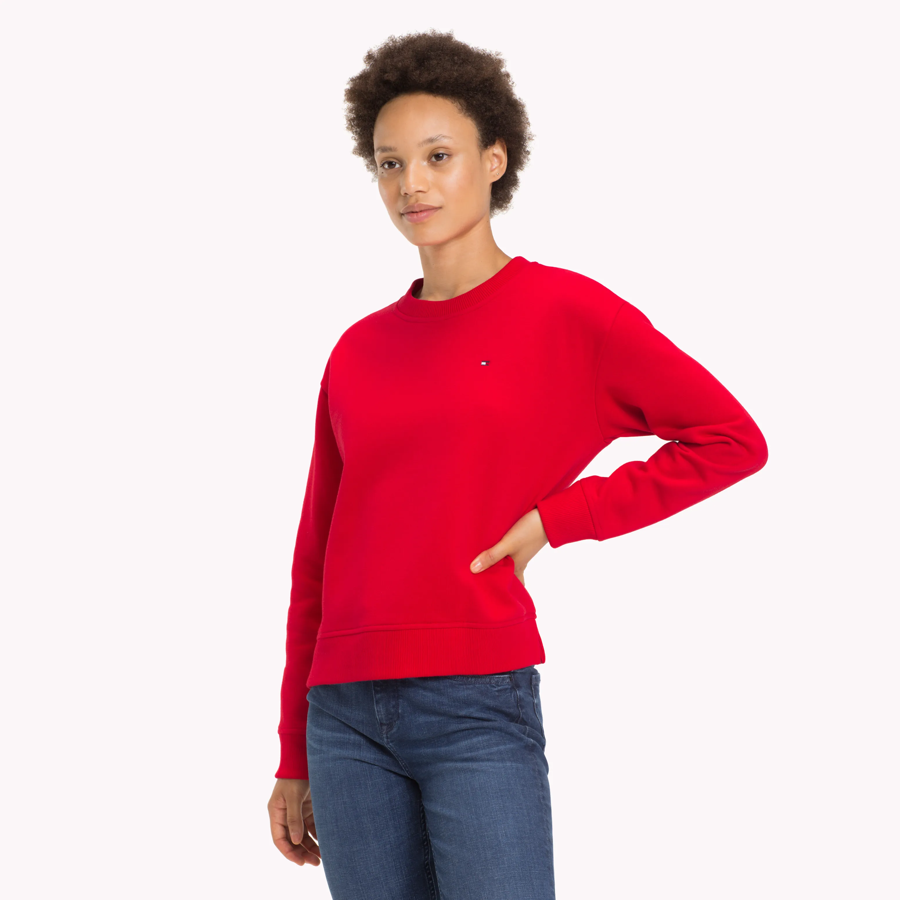 Red Relaxed Fit Crew Neck Sweatshirt | Sweatshirts & Hoodies | Tommy Hilfiger