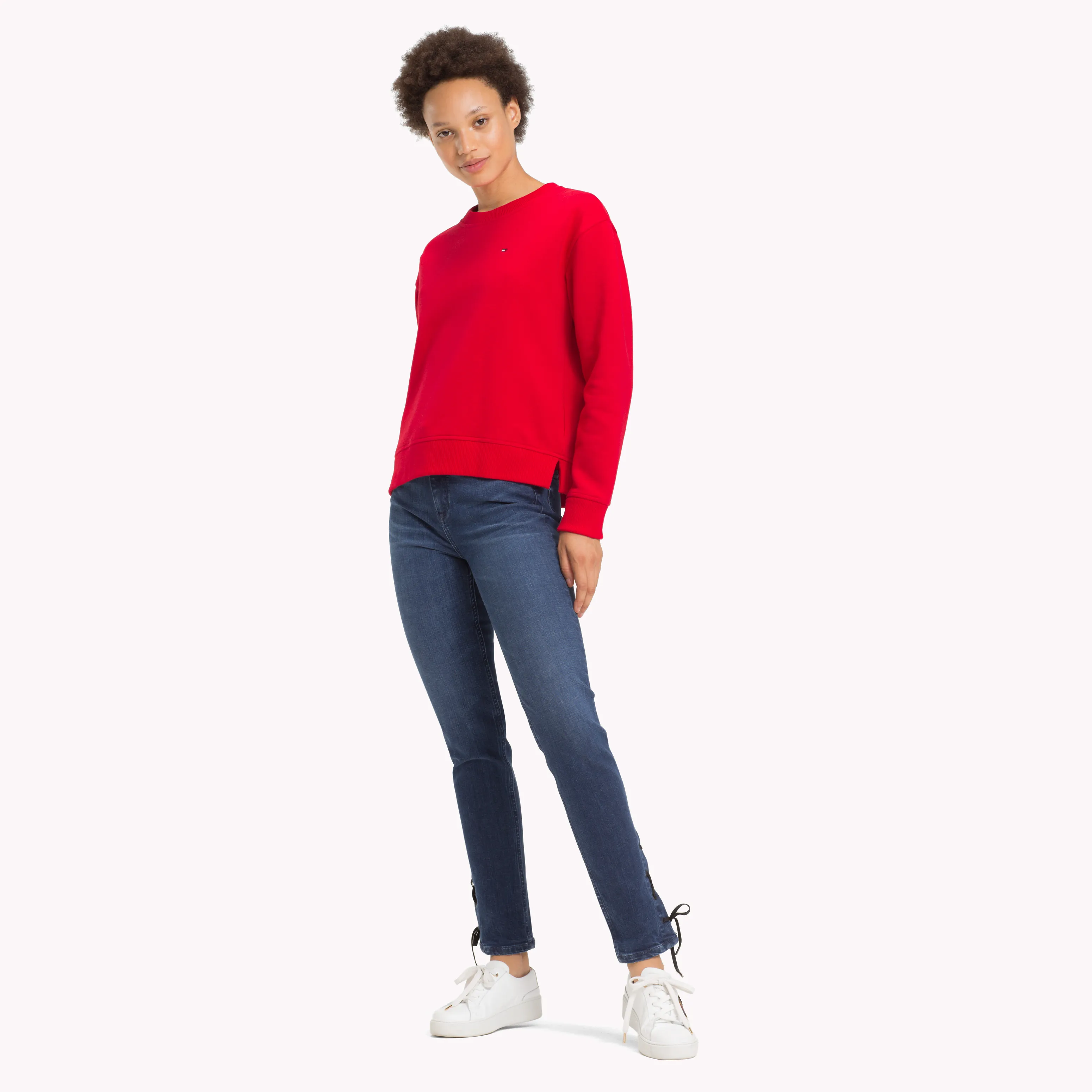 Red Relaxed Fit Crew Neck Sweatshirt | Sweatshirts & Hoodies | Tommy Hilfiger