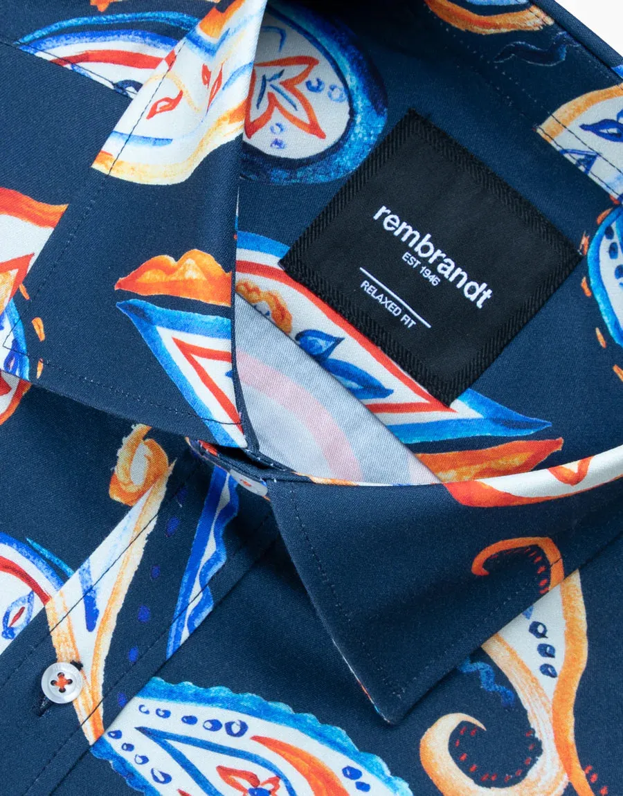 Rembrandt - Sinatra Shirt - Navy/Orange