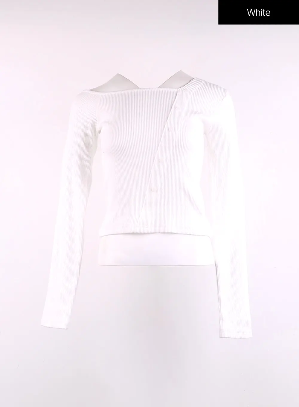 Ribbed Button Long Sleeve Top CJ429