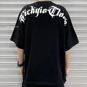 Rickyisclown [RIC] Cursive Gothic Drop Shoulder Tee Black [R7230213E-K8]