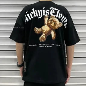 Rickyisclown [RIC] Gothic Teddy Bear Drop Shoulder Tee Black [R17230212I-N8]