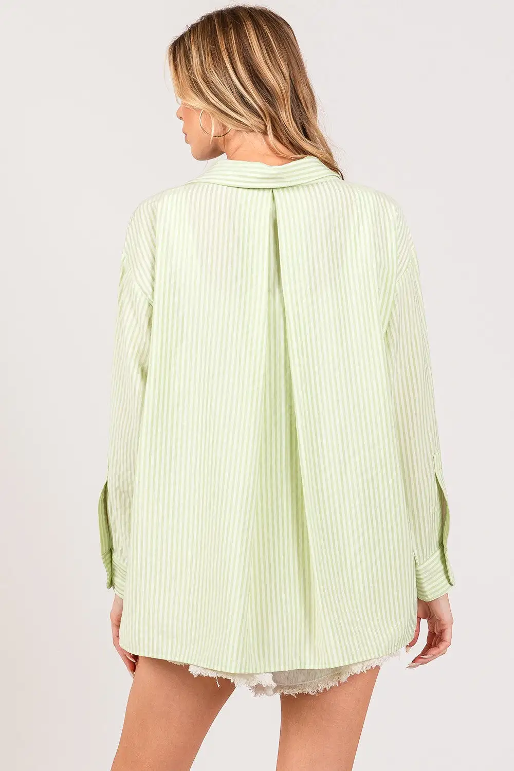 SAGE + FIG Striped Button Up Long Sleeve Shirt