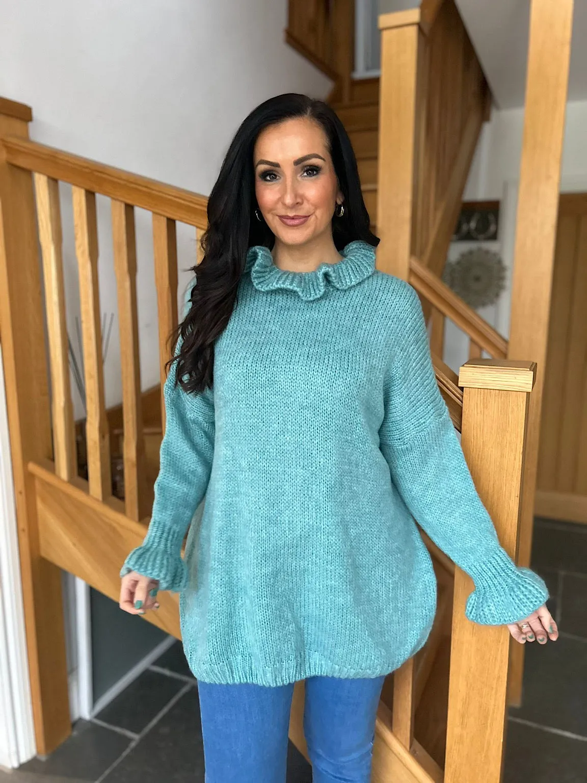 Sage Flute Neck Jumper Fiona