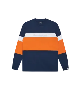 SERIF LOGO L/S T-SHIRT - NAVY