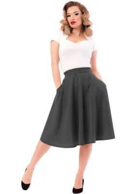 Steady Clothing High Waist Thrills 50's Swing Skirt Gray