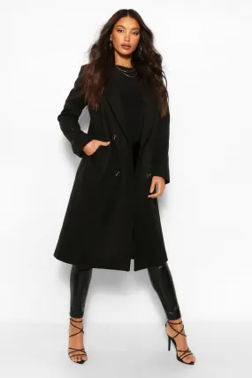 Tall Double Breasted Boyfriend Wool Look Check Coat