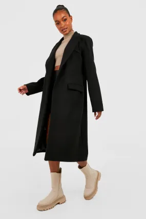 Tall Double Breasted Pocket Wool Look Coat