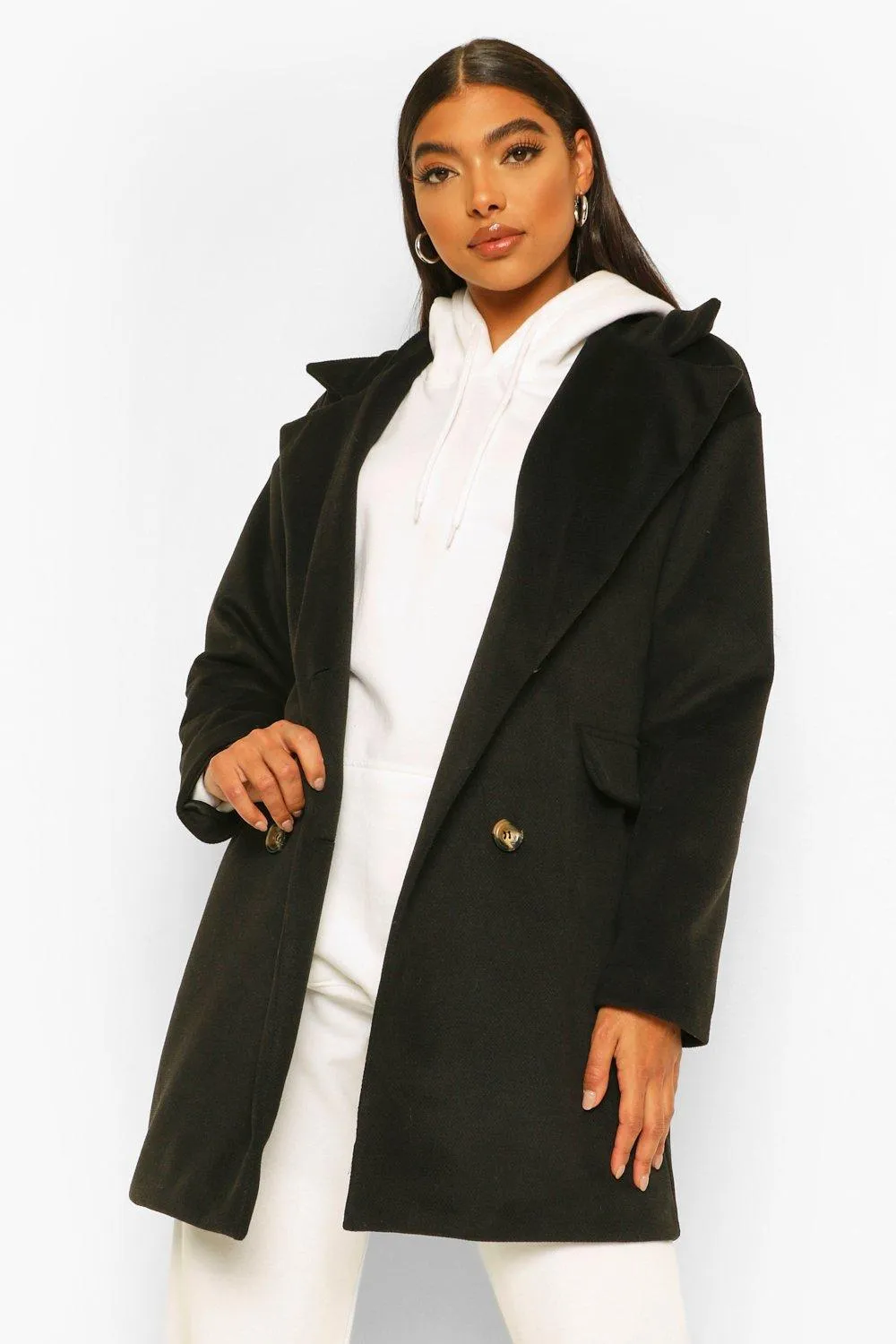 Tall Double Breasted Wool Look Coat