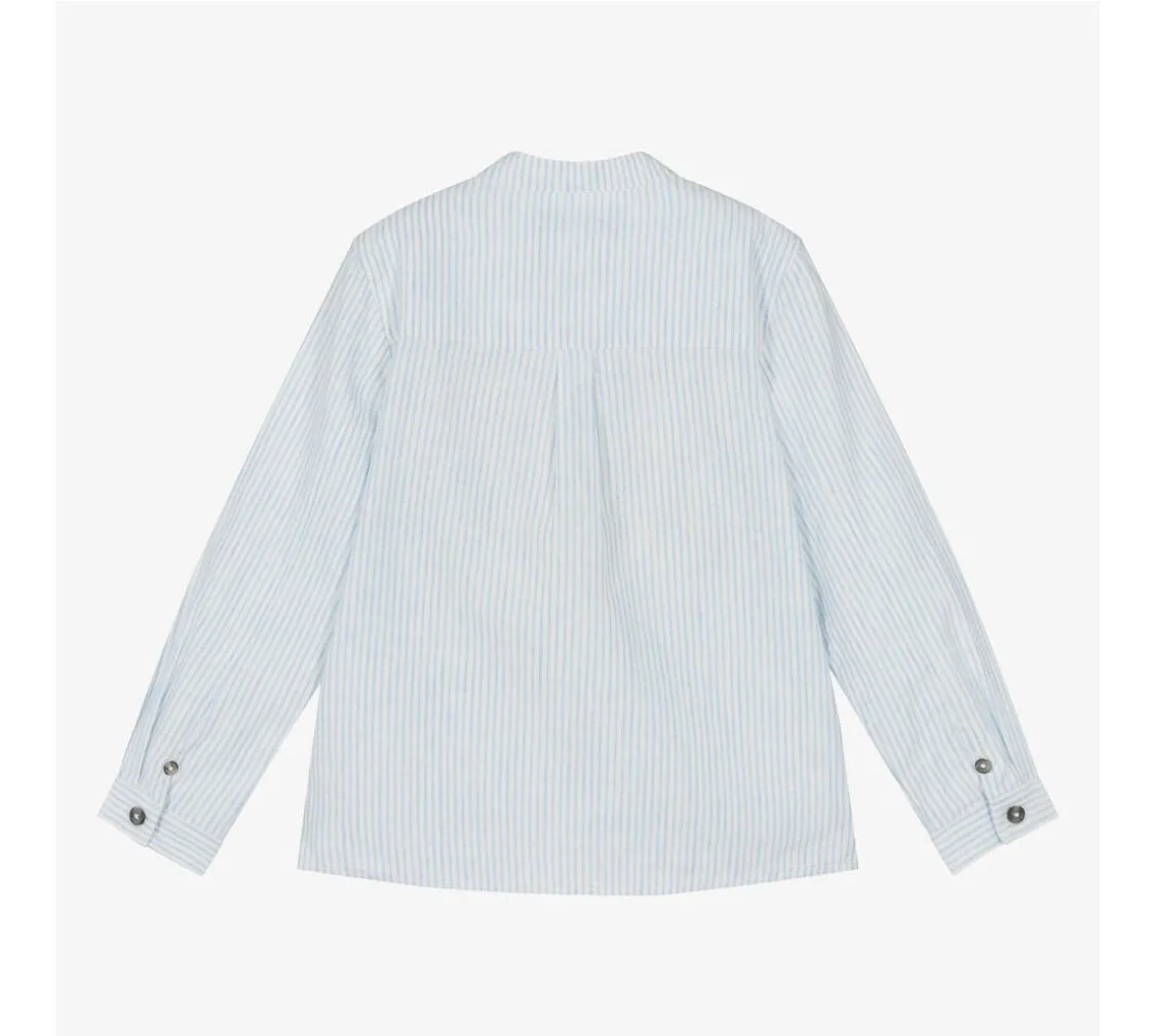 Tartine Boy's Mandarin Collar Stripe Button Up Shirt