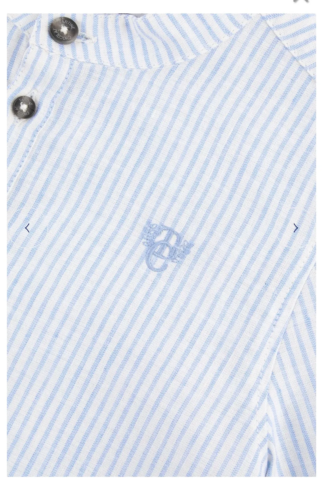 Tartine Boy's Mandarin Collar Stripe Button Up Shirt