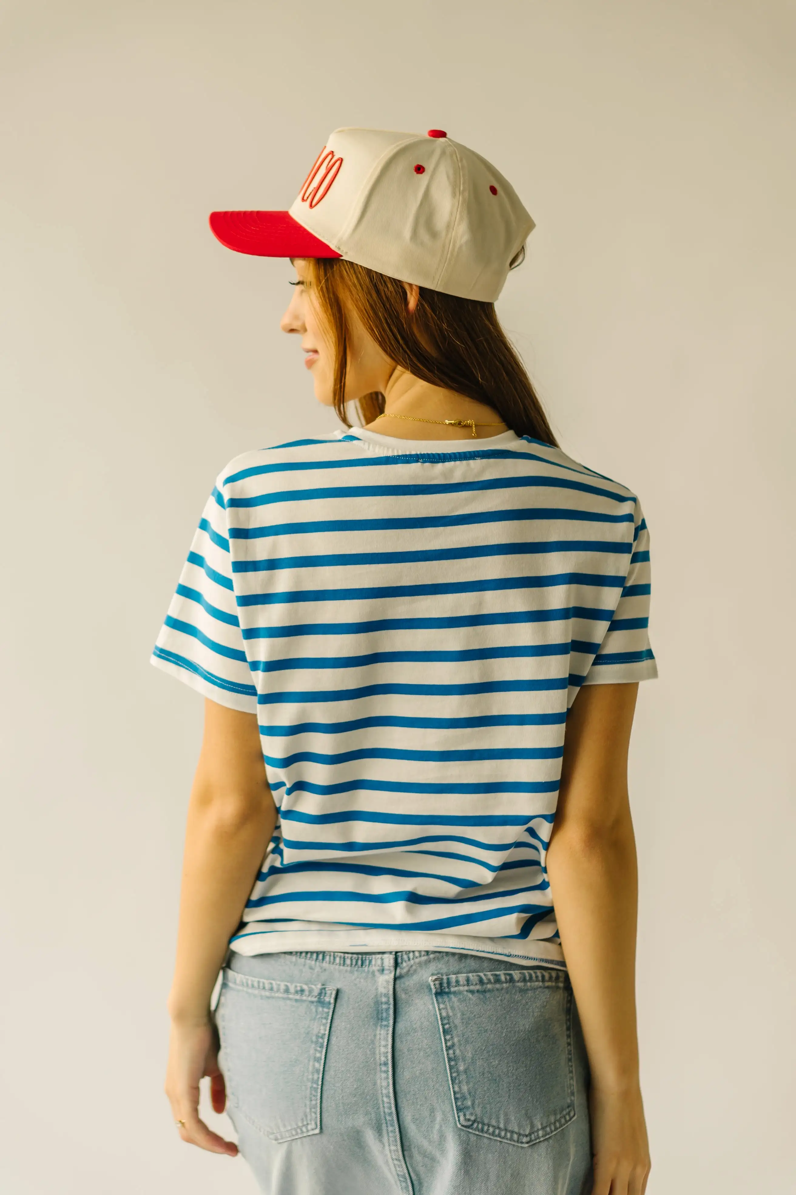 The Abbott Crew Striped Tee in Blue