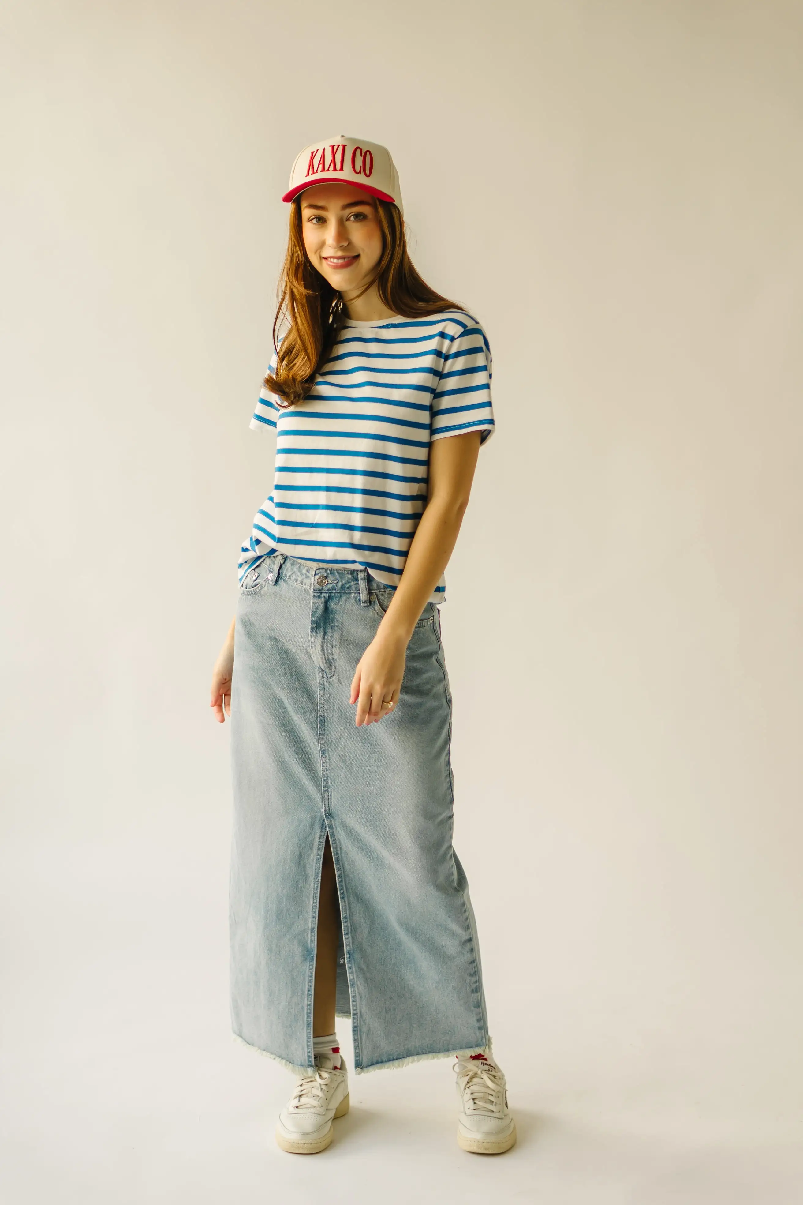 The Abbott Crew Striped Tee in Blue